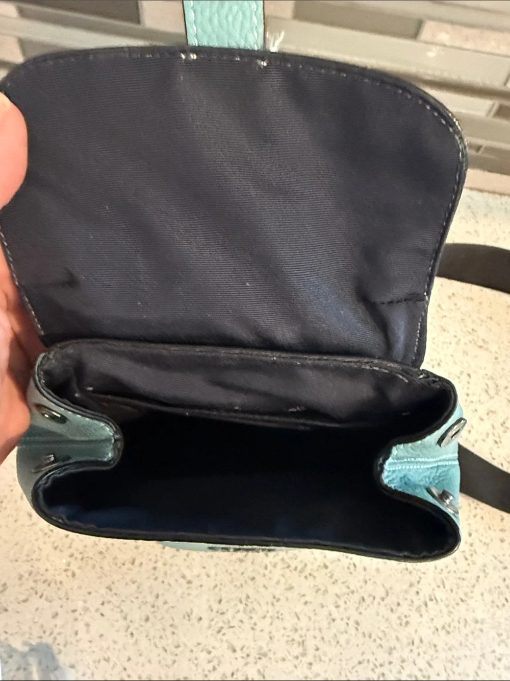 Coach Pebbled Leather Mini Backpack in Aqua Blue